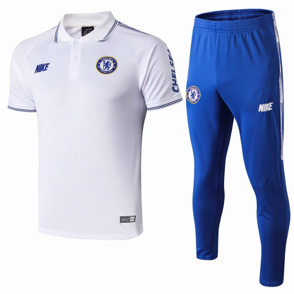 Chelsea 2019/20 White Polo Shirts + Pants Suit